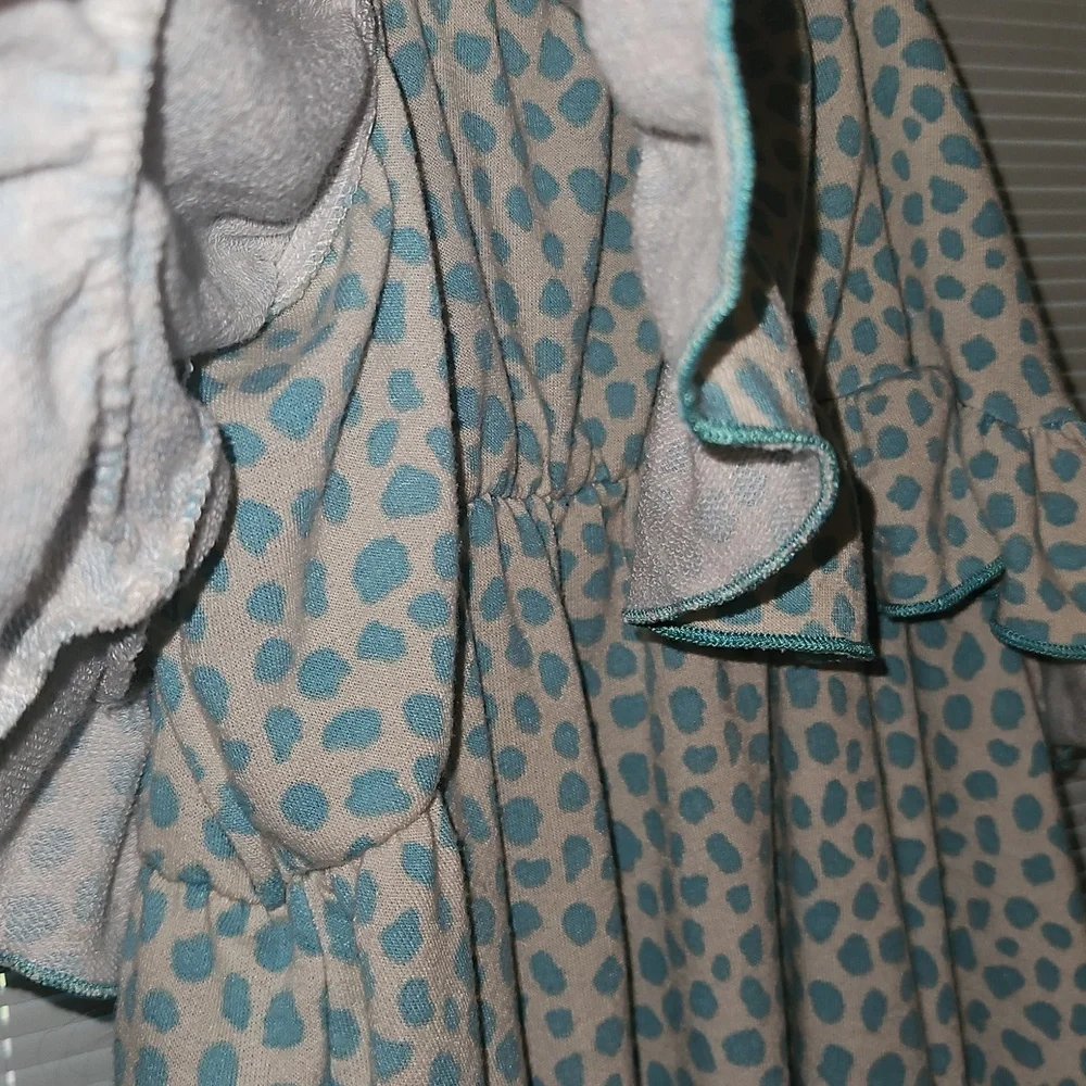 Ces Femme Women's Blue Polka Dot Ruffle Tank Top Sz Lg - Picture 4 of 4